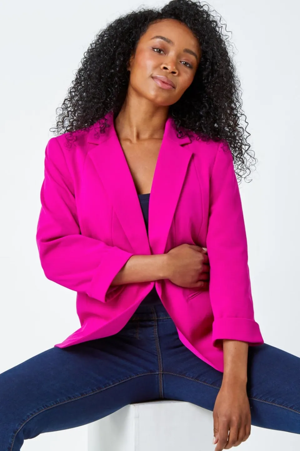 Coats & Jackets>Roman Candy Pink Classic Stretch Blazer 03Pink