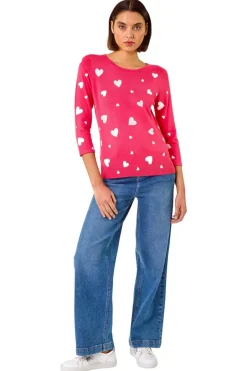 Tops>Roman Candy Pink Hotfix Heart Print Knit Jumper CandyPink