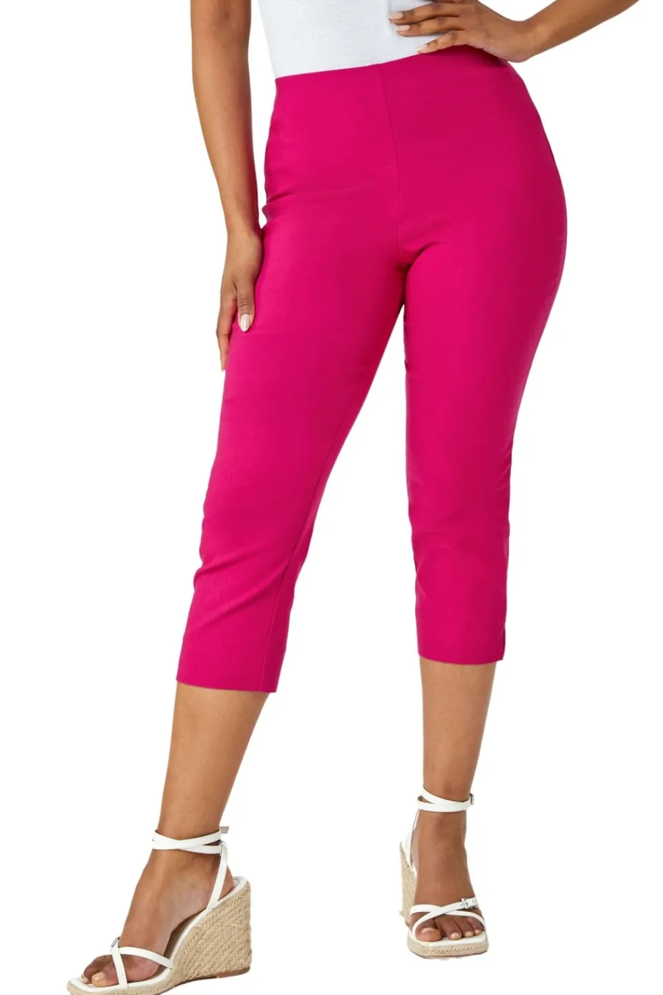 Trousers>Roman Petite Cropped Stretch Trouser Cerise