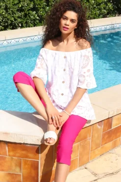 Trousers>Roman Cerise Pink Cropped Stretch Trouser Capri Summer Leggings 3/4 Pedal Pushers CerisePink