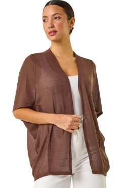 Tops>Roman Chocolate Cocoon Tunic Cardigan