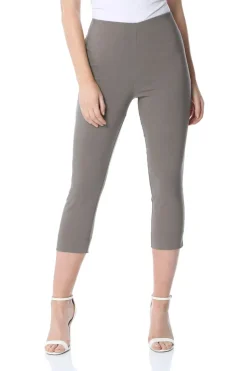 Trousers>Roman Cropped Stretch Trouser Capri Summer Leggings 3/4 Pedal Pushers Chocolate