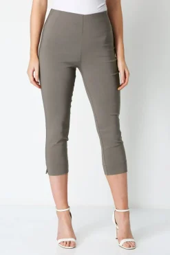 Trousers>Roman Cropped Stretch Trouser Capri Summer Leggings 3/4 Pedal Pushers Chocolate