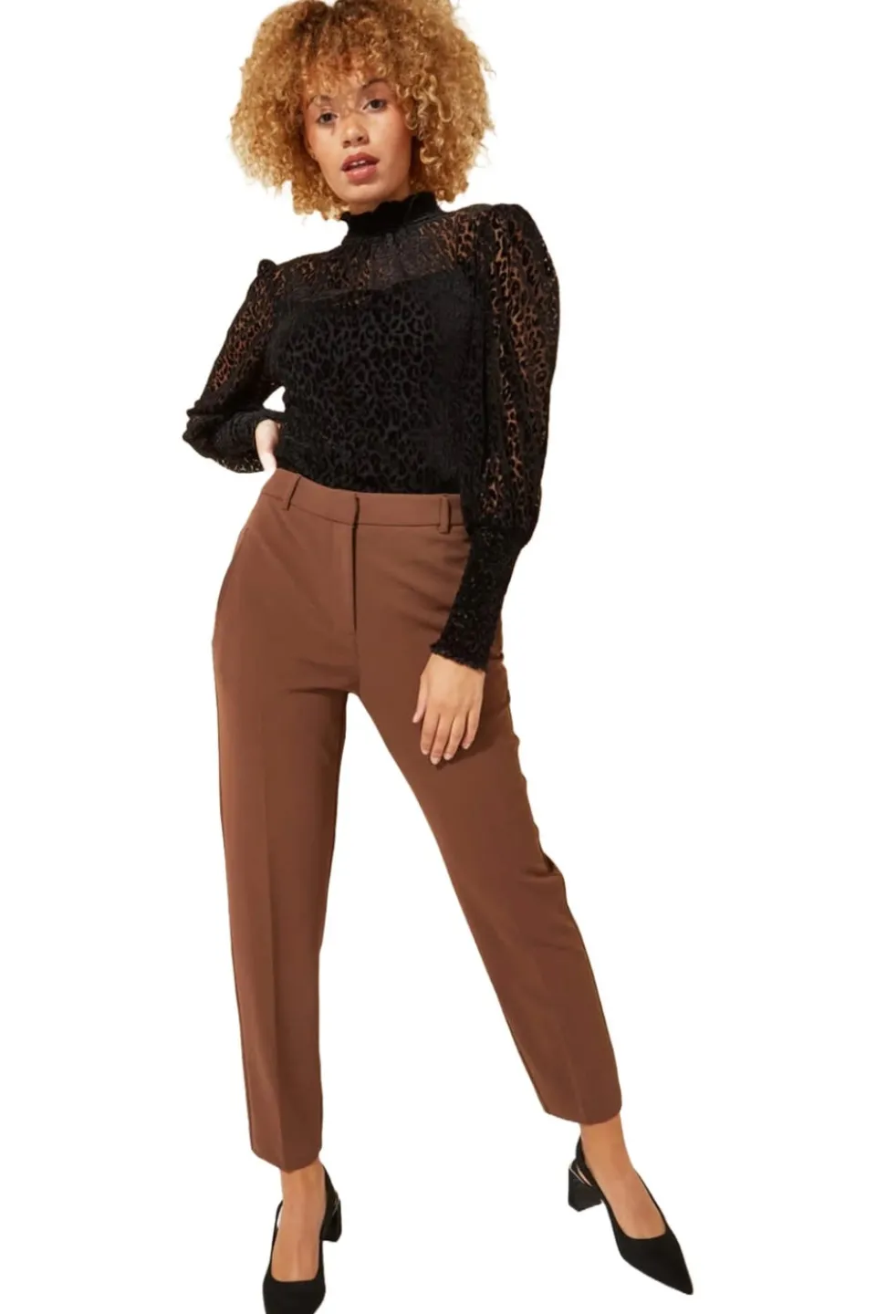 Trousers>Roman Chocolate Short Straight Leg Stretch Trouser