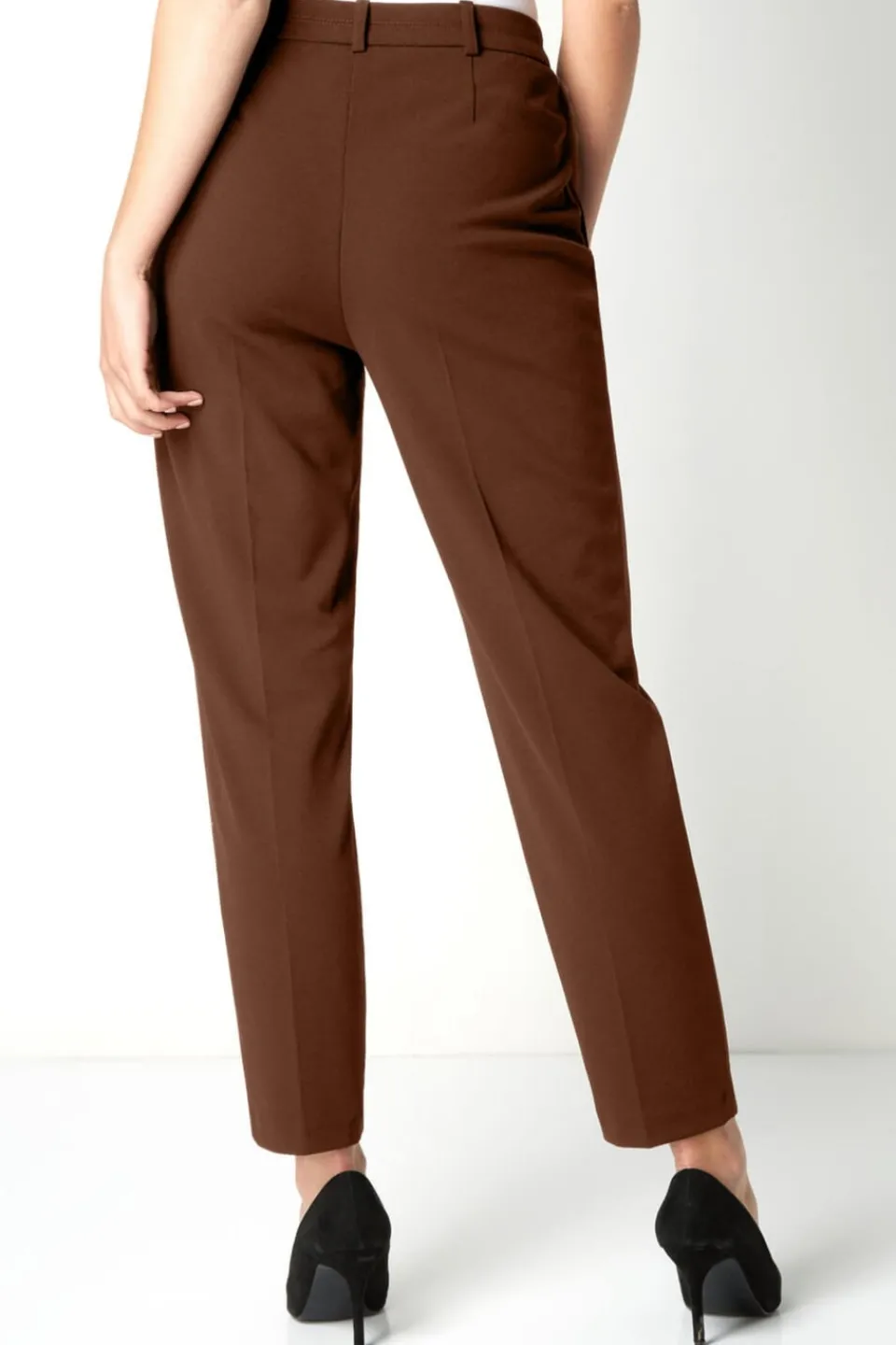 Trousers>Roman Chocolate Short Straight Leg Stretch Trouser