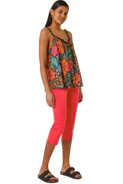 Trousers>Roman Coral Cropped Stretch Trousers