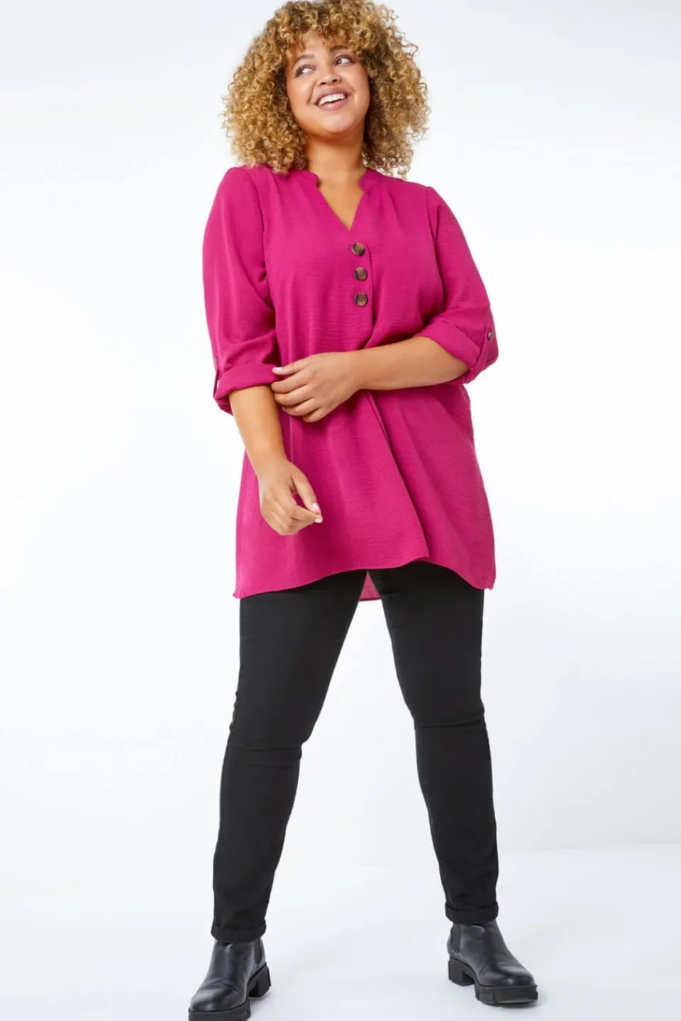 Jeans & Jeggings>Roman Curve Black Elastic Waist Stretch Denim Jegging