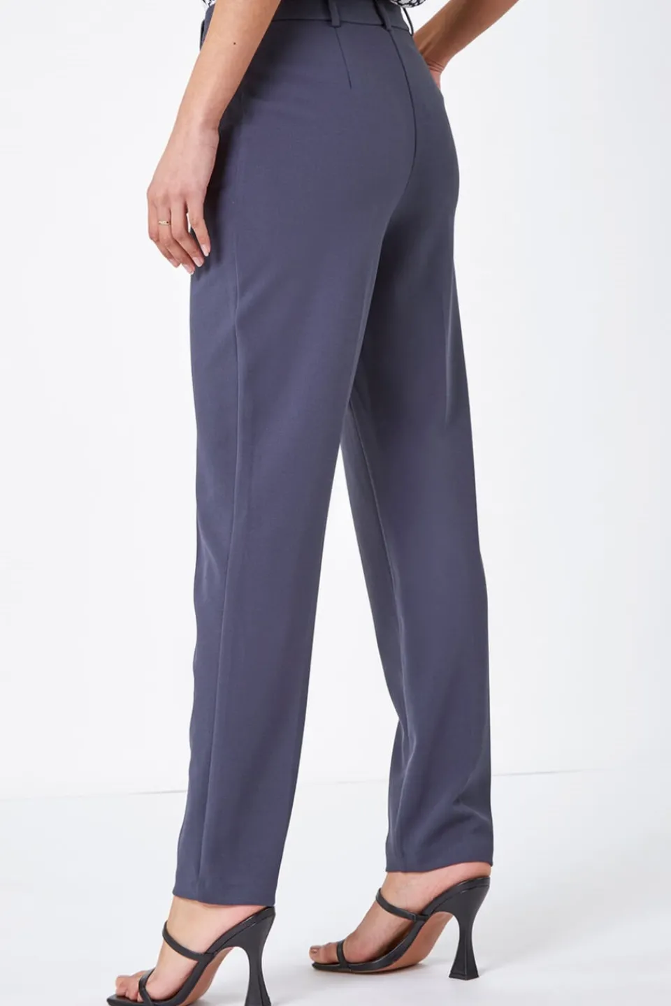 Trousers>Roman Dark Grey Long Straight Leg Stretch Trouser DarkGrey