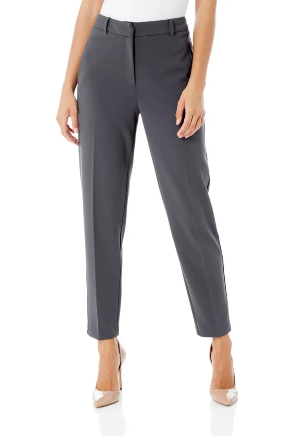 Trousers>Roman Dark Grey Short Straight Leg Stretch Trouser DarkGrey