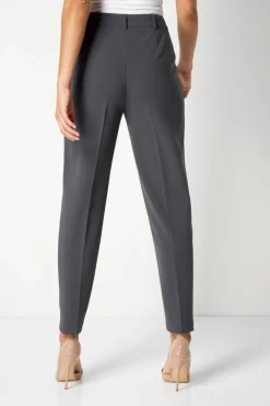 Trousers>Roman Dark Grey Short Straight Leg Stretch Trouser DarkGrey