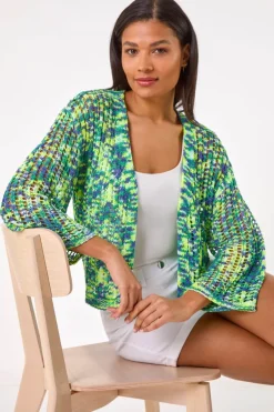 Tops>Roman Denim Blue Spacedye Knit Cardigan
