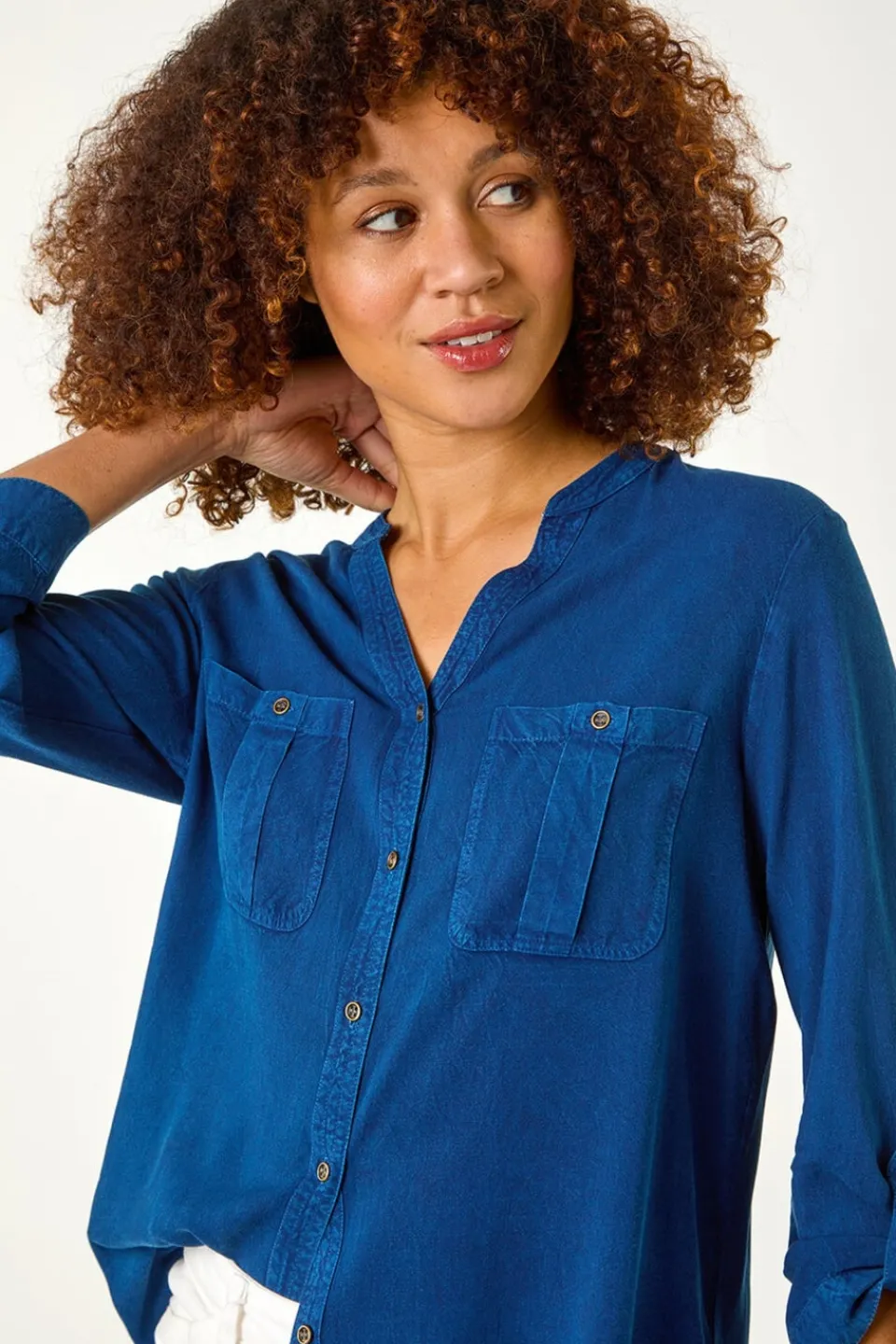 Tops>Roman Denim Buttoned Pocket Shirt BlueDenim