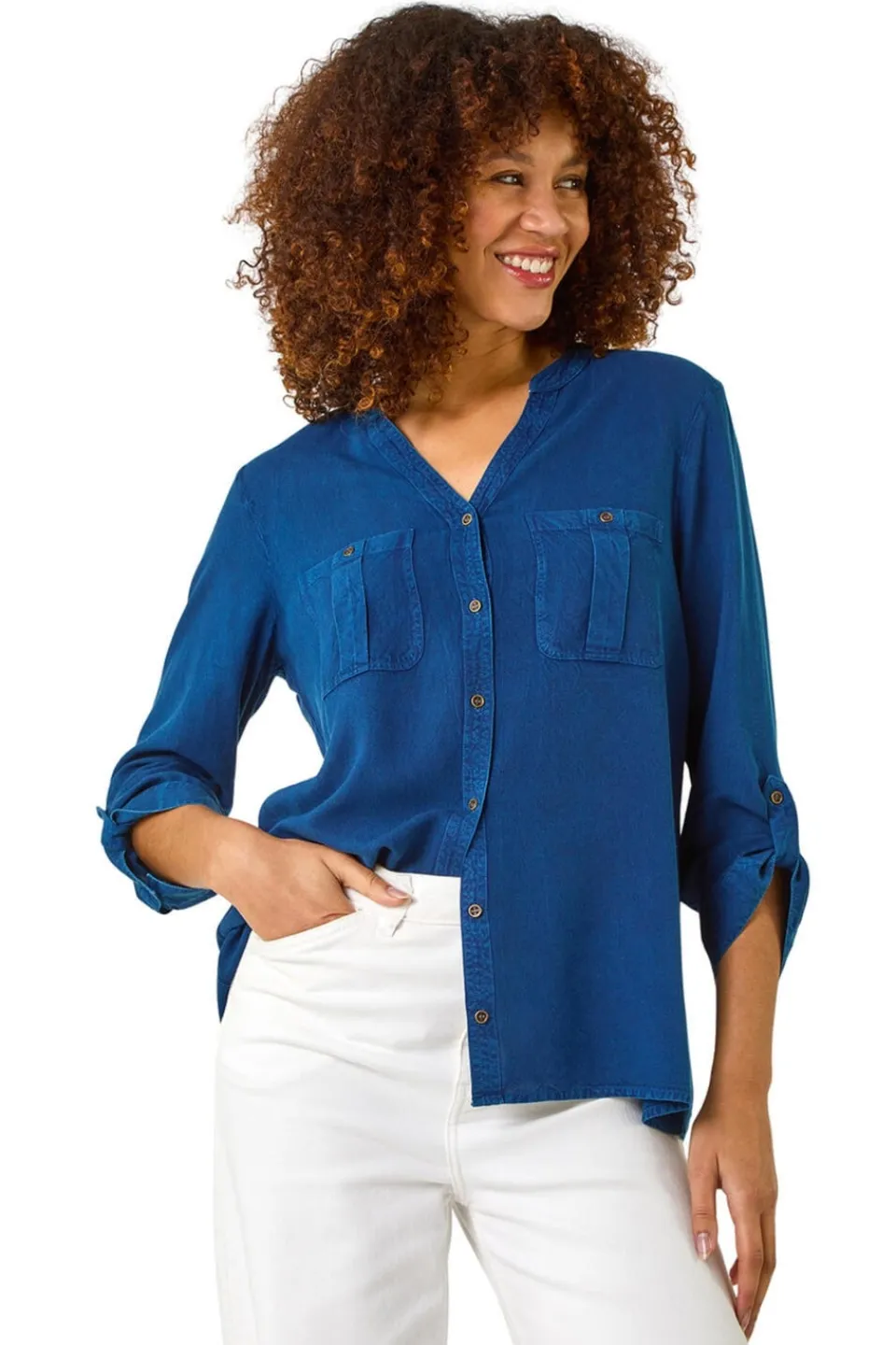 Tops>Roman Denim Buttoned Pocket Shirt BlueDenim