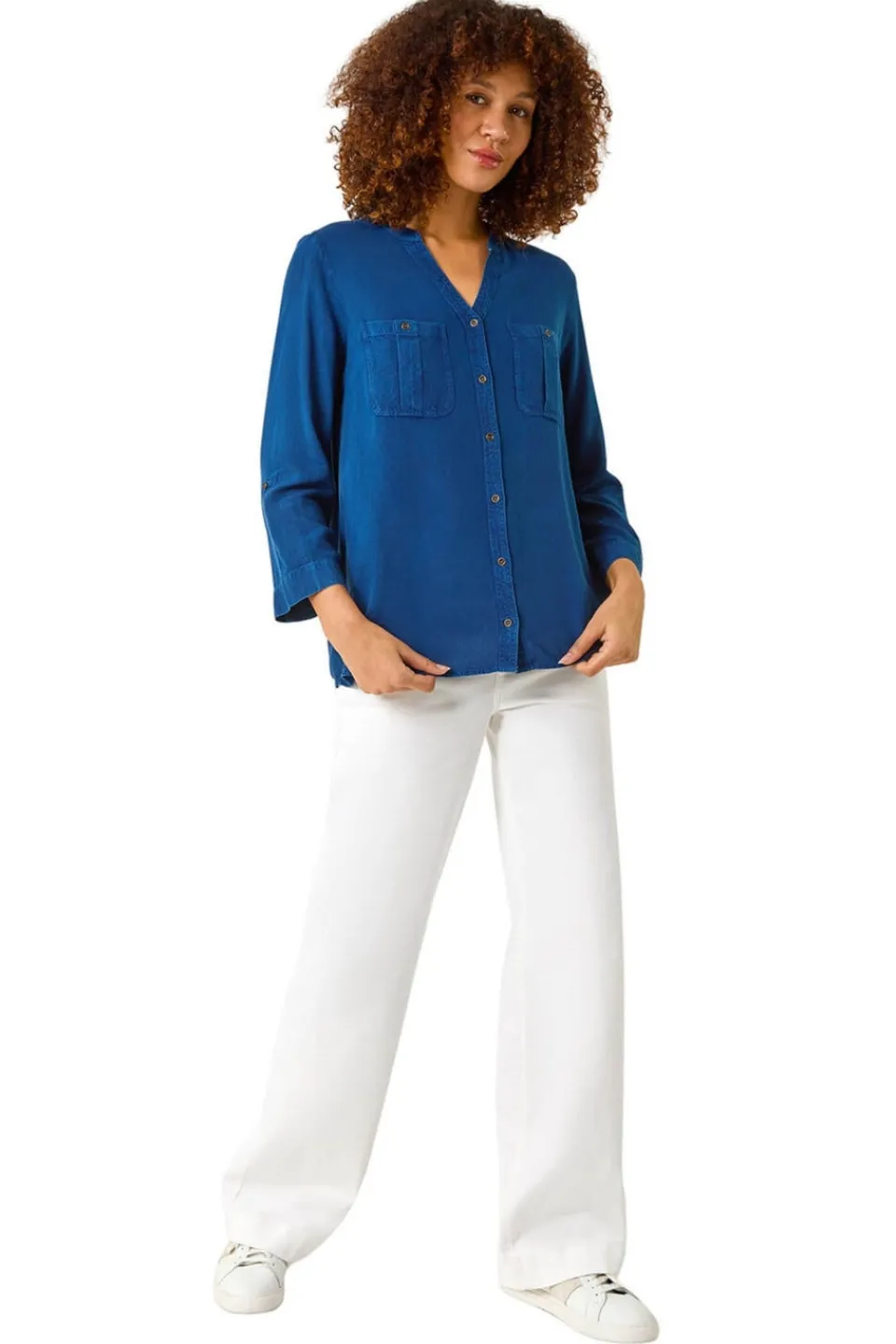 Tops>Roman Denim Buttoned Pocket Shirt BlueDenim