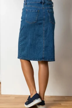 Skirts>Roman Cotton Stretch A line Skirt Denim
