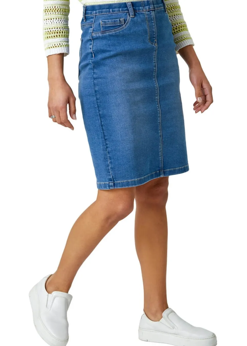 Skirts>Roman Cotton Stretch Skirt Denim