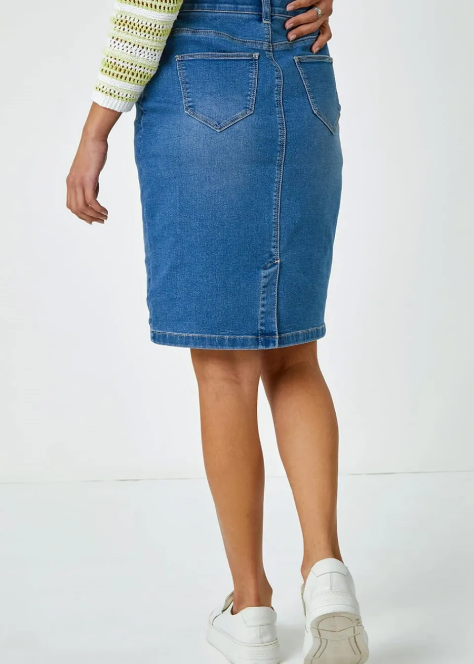 Skirts>Roman Cotton Stretch Skirt Denim