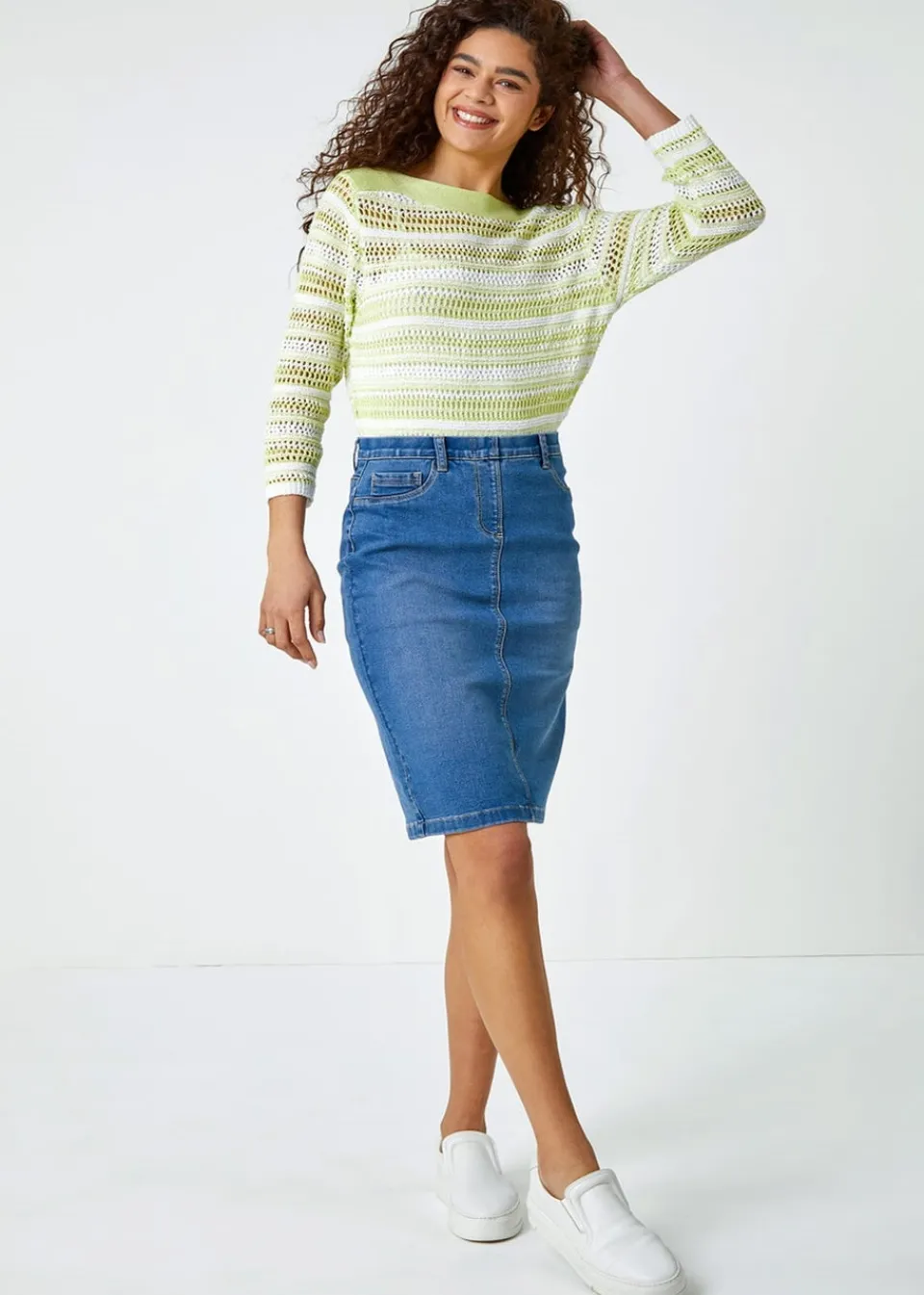 Skirts>Roman Cotton Stretch Skirt Denim