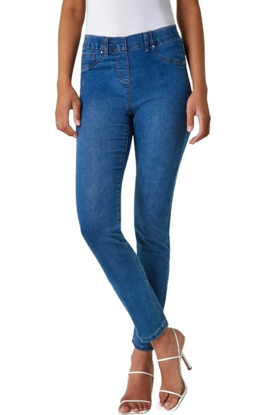 Jeans & Jeggings>Roman Elastic Waist 31" Stretch Jegging Denim