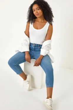 Jeans & Jeggings>Roman Denim Petite Slim Crop Stretch Jeans