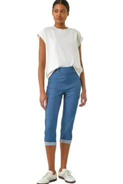 Jeans & Jeggings>Roman Denim Turn Up Stretch Cropped Cargo Trousers