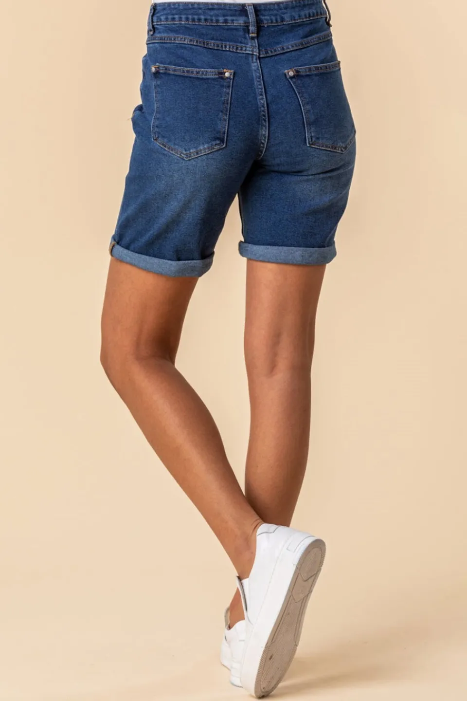 Shorts>Roman Turned Hem Stretch Shorts Denim