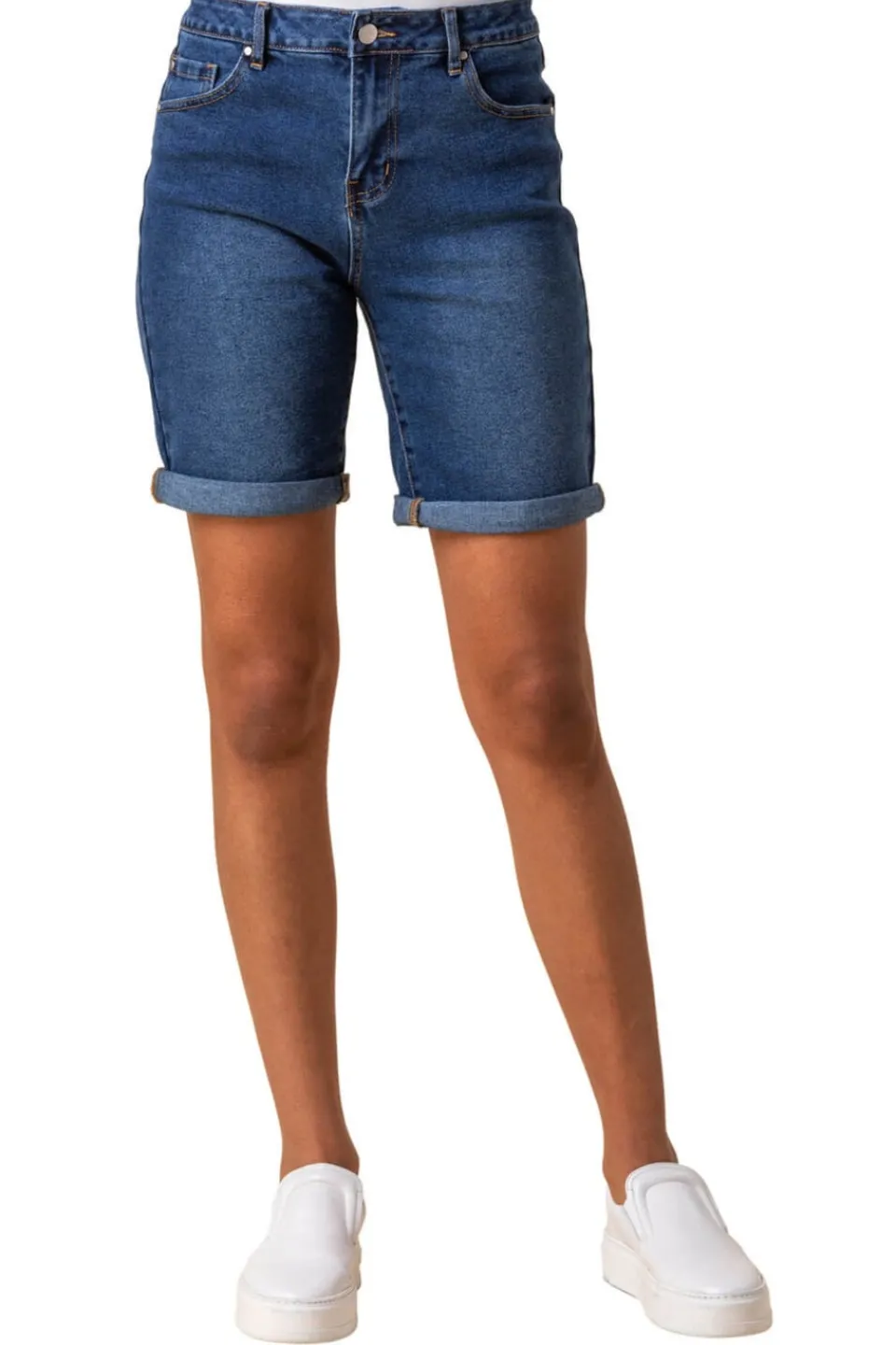 Shorts>Roman Turned Hem Stretch Shorts Denim