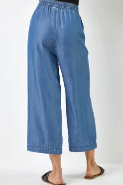 Trousers>Roman Denim Waist Tie Detail Culottes