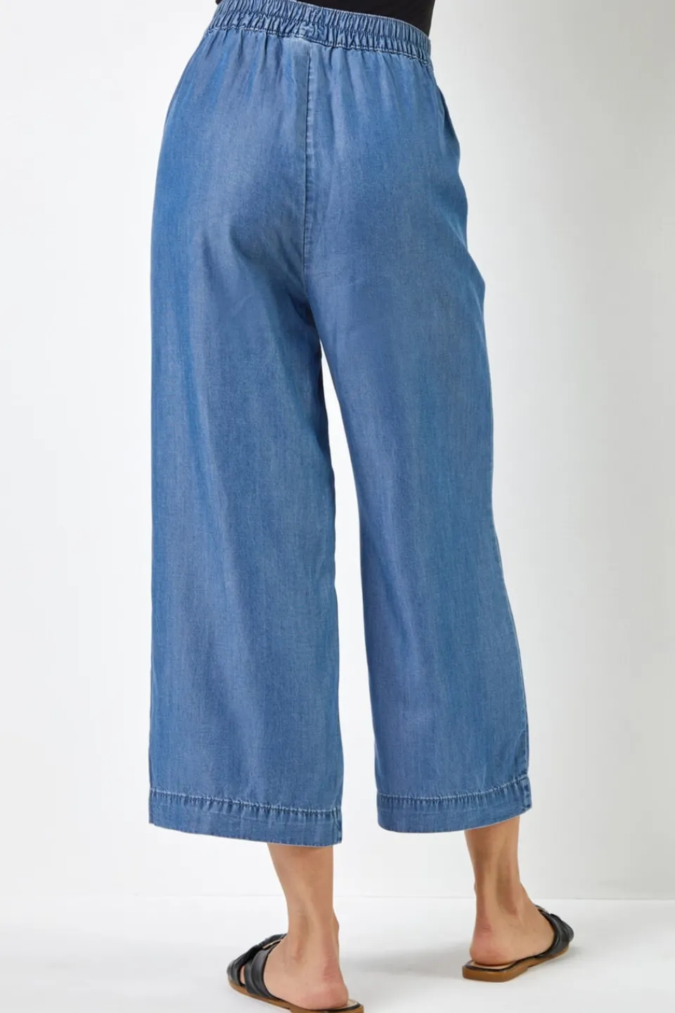 Trousers>Roman Denim Waist Tie Detail Culottes