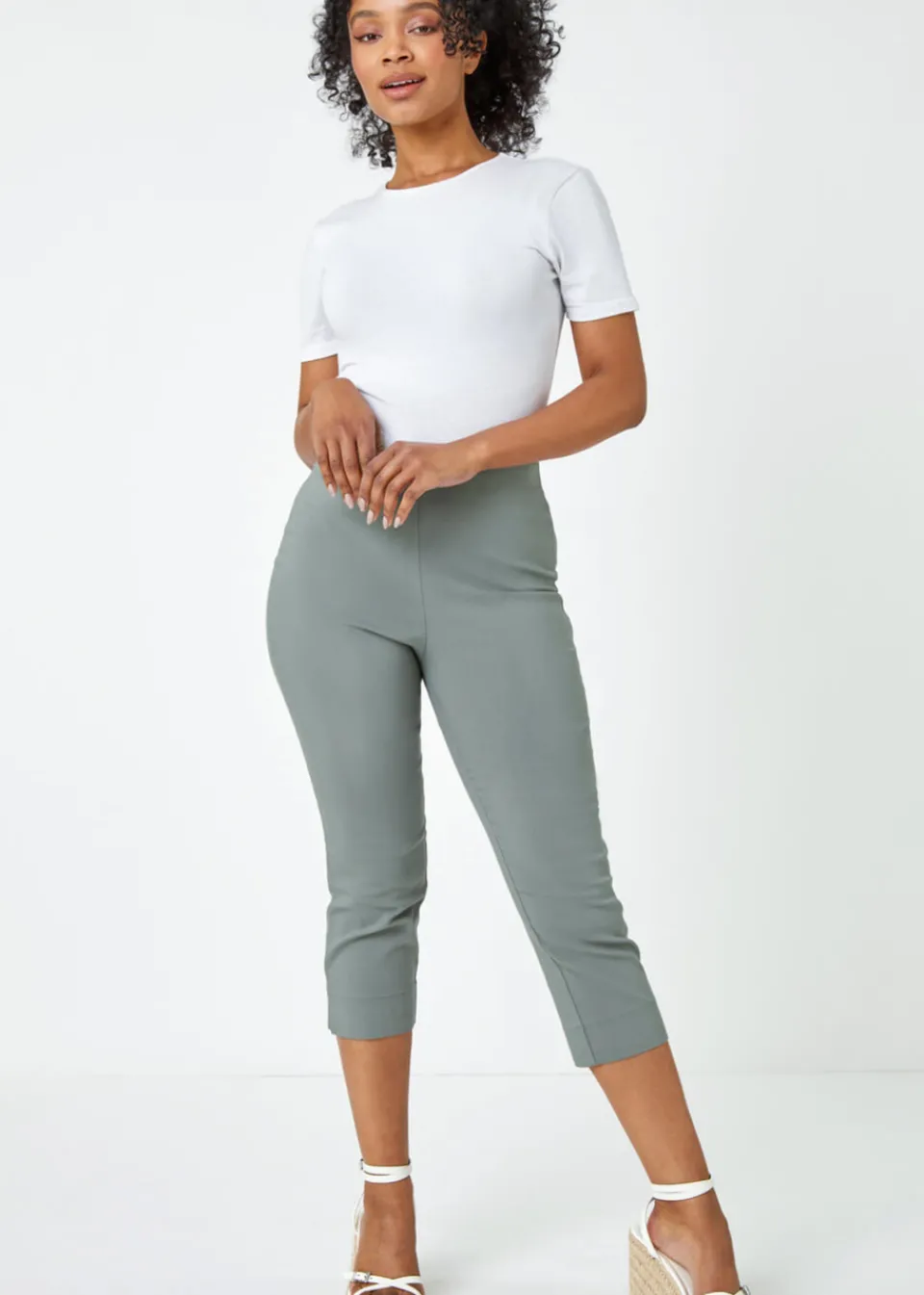Jeans & Jeggings>Roman Dusk Blue Denim Stretch Wide Leg Culottes