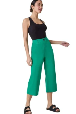Trousers>Roman Emerald Elastic Waist Stretch Cropped Culotte