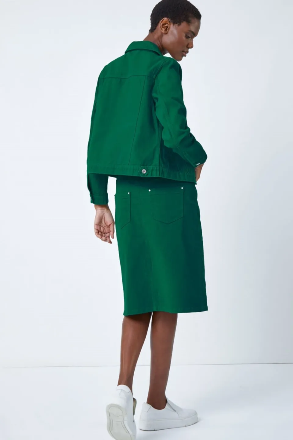 Coats & Jackets>Roman Classic Cotton Denim Jacket Green