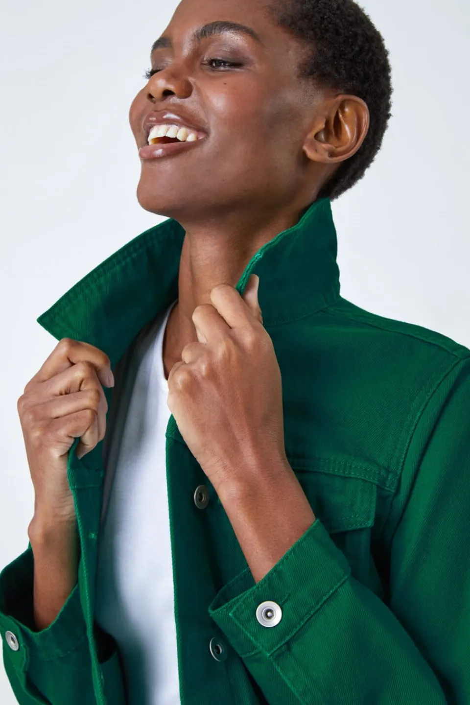 Coats & Jackets>Roman Classic Cotton Denim Jacket Green