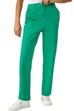 Trousers>Roman Green Cotton Full Length Stretch Trouser