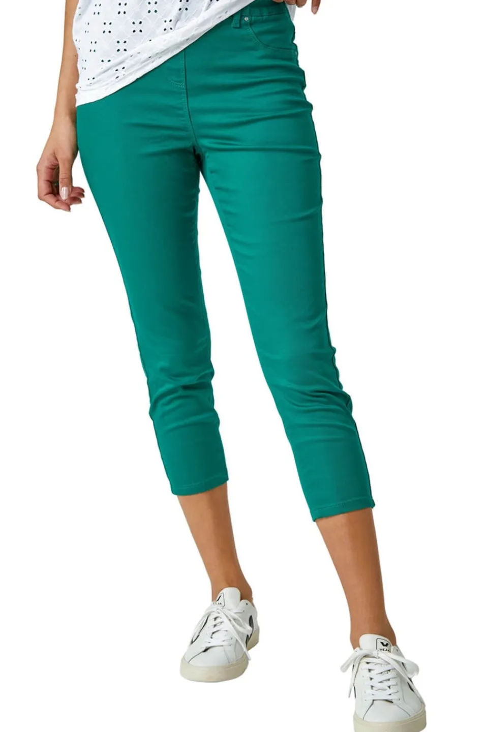 Jeans & Jeggings>Roman Cropped Stretch Denim Jegging Green