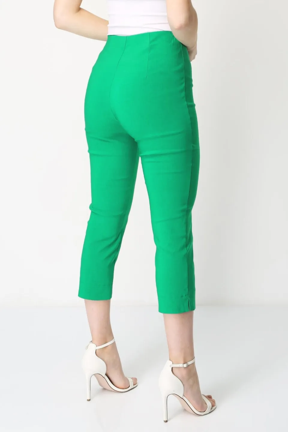 Trousers>Roman Cropped Stretch Trouser Capri Summer Leggings 3/4 Pedal Pushers Green