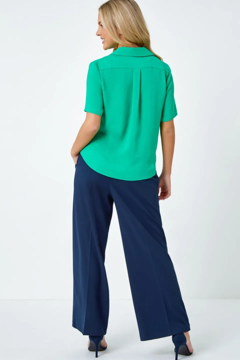 Tops>Roman Petite Button Up Pocket Shirt Green