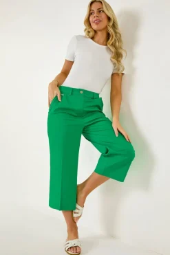 Trousers>Roman Green Petite Cotton Culotte Trousers