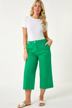 Trousers>Roman Green Petite Cotton Culotte Trousers