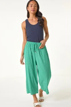 Trousers>Roman Green Petite Geometric Cropped Trouser