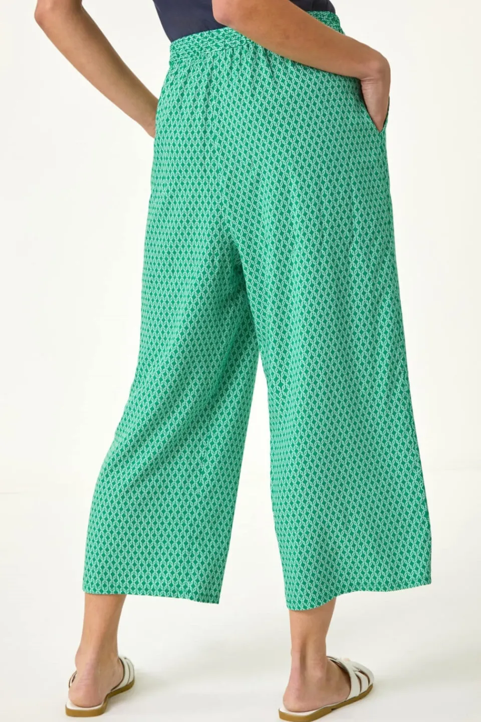 Trousers>Roman Green Petite Geometric Cropped Trouser