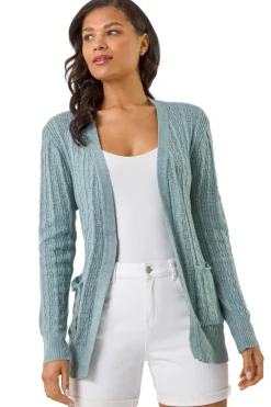 Tops>Roman Grey Textured Longline Knit Cardigan