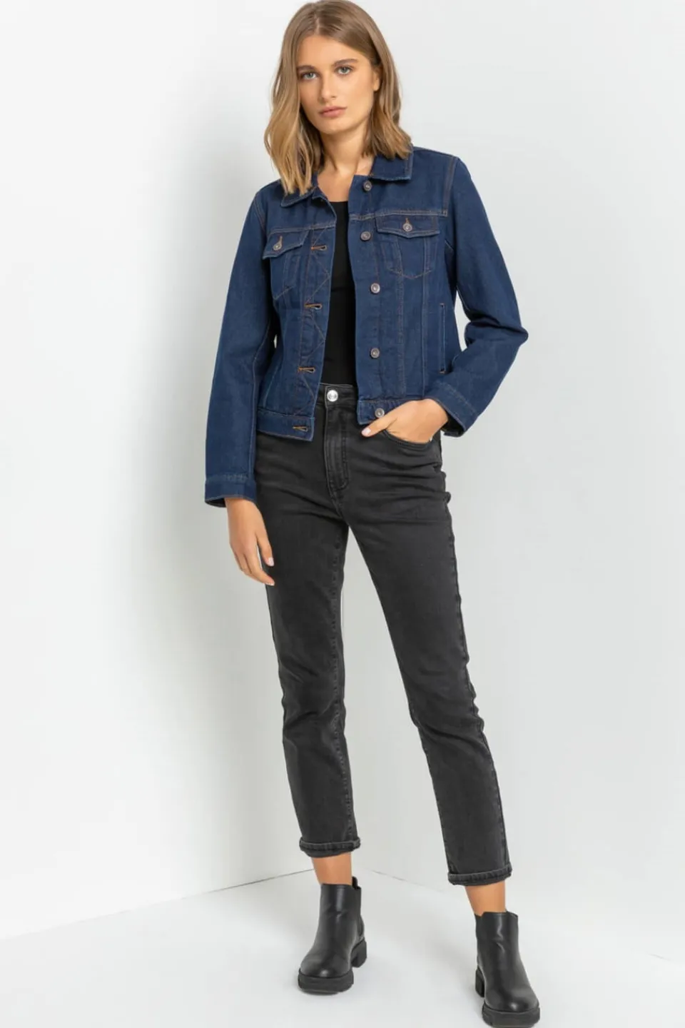 Coats & Jackets>Roman Indigo Classic Cotton Denim Jacket 005LIndigo
