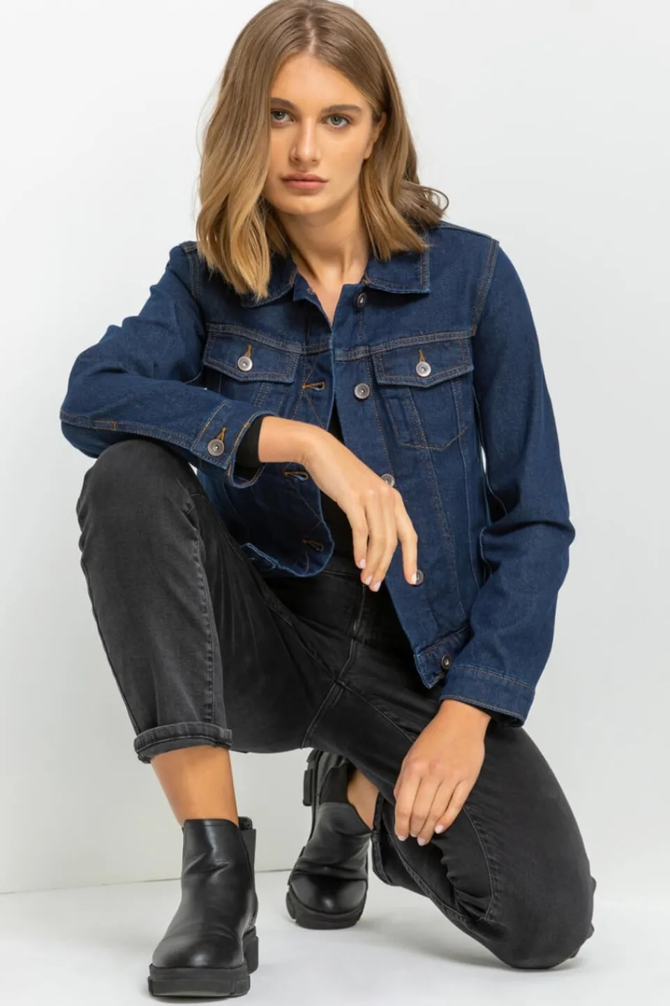 Coats & Jackets>Roman Indigo Classic Cotton Denim Jacket 005LIndigo