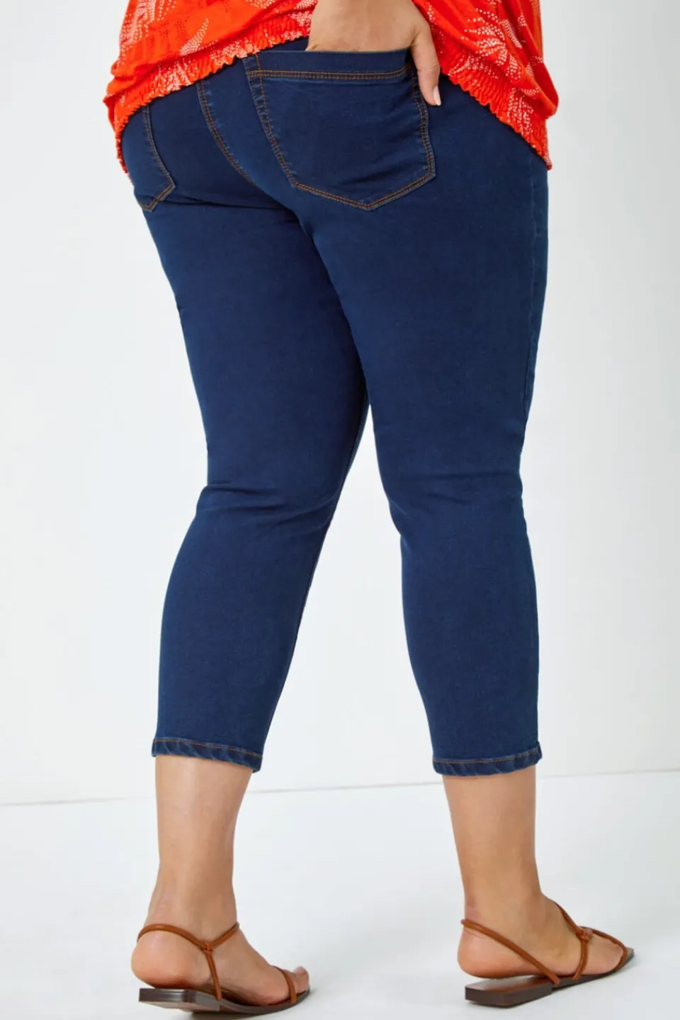 Jeans & Jeggings>Roman Indigo Curve Elastic Waist Cropped Denim Jeggings