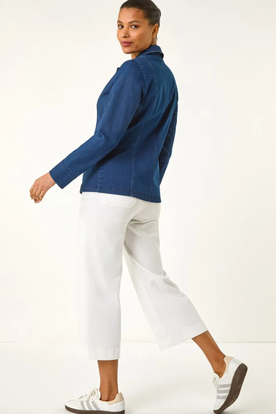 Coats & Jackets>Roman Indigo Denim Collar Stretch Blazer