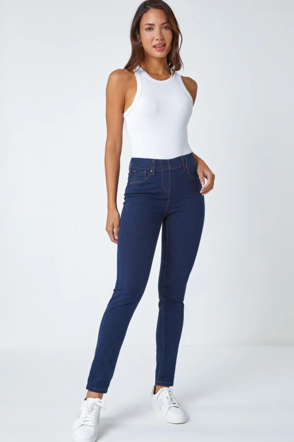 Jeans & Jeggings>Roman Elastic Waist 31" Denim Stretch Jegging Indigo