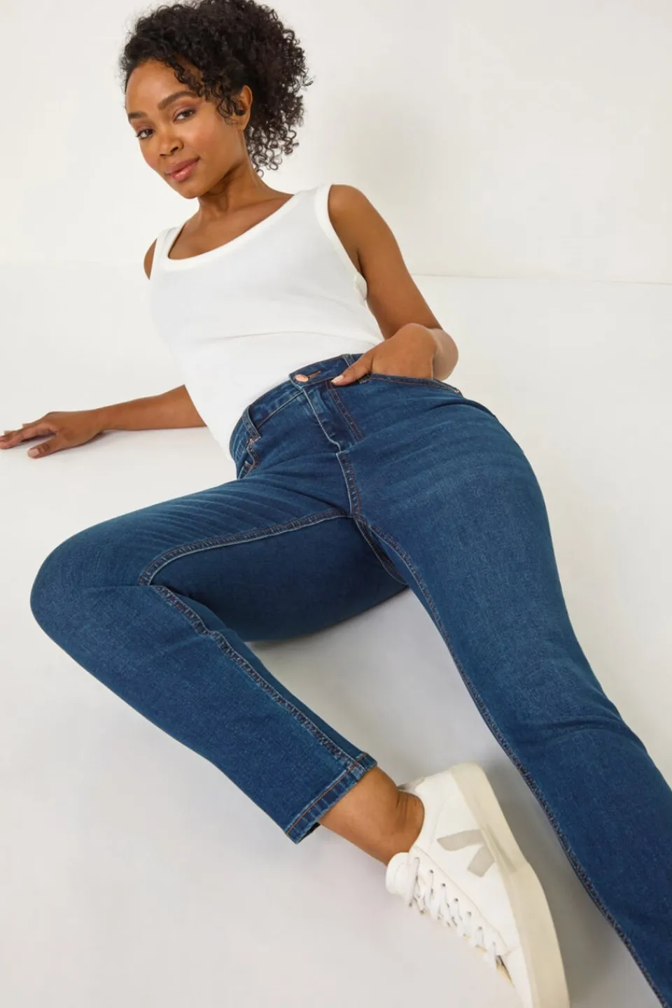 Jeans & Jeggings>Roman Indigo Petite Skinny Stretch Jean
