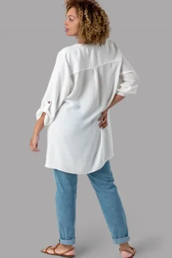 Tops>Roman Ivory Button Detail Tunic Top