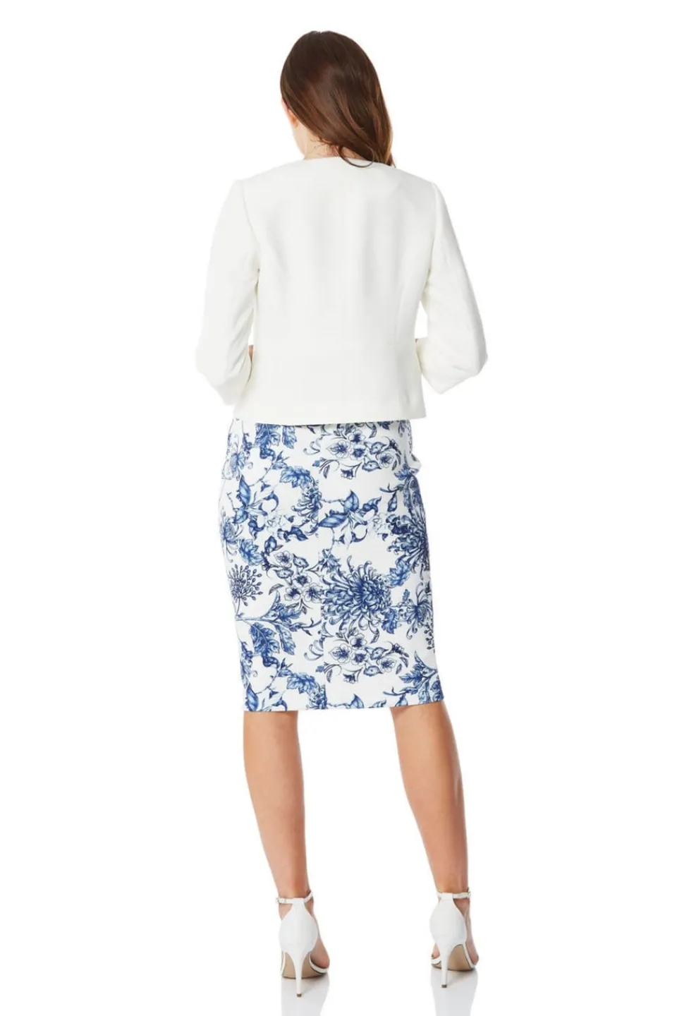 Coats & Jackets>Roman Cropped Bolero Tailored Jaquard Jacket Wedding Shrug Fitted Blazer Ivory